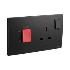 Legrand Mallia Senses 2 Gang 45A Cooker Unit Control with 13A BS Socket Outlet 281075 - Slide 2