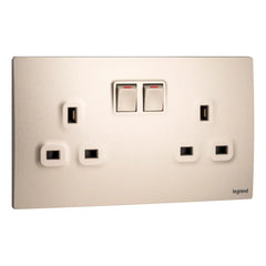 Legrand Mallia Senses 2 Gang BS 13A Switched Socket Outlet Single Pole with 2 Earth Connection 281113 - Slide 5