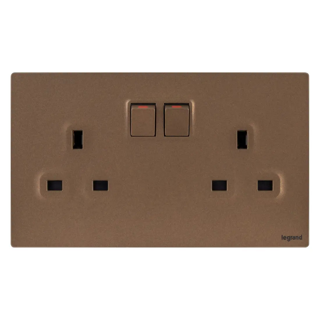 Legrand Mallia Senses 2 Gang BS 13A Switched Socket Outlet Single Pole with 2 Earth Connection 281113