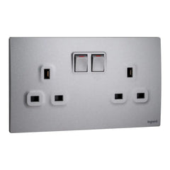 Legrand Mallia Senses 2 Gang BS 13A Switched Socket Outlet Single Pole with 2 Earth Connection 281113 - Slide 3