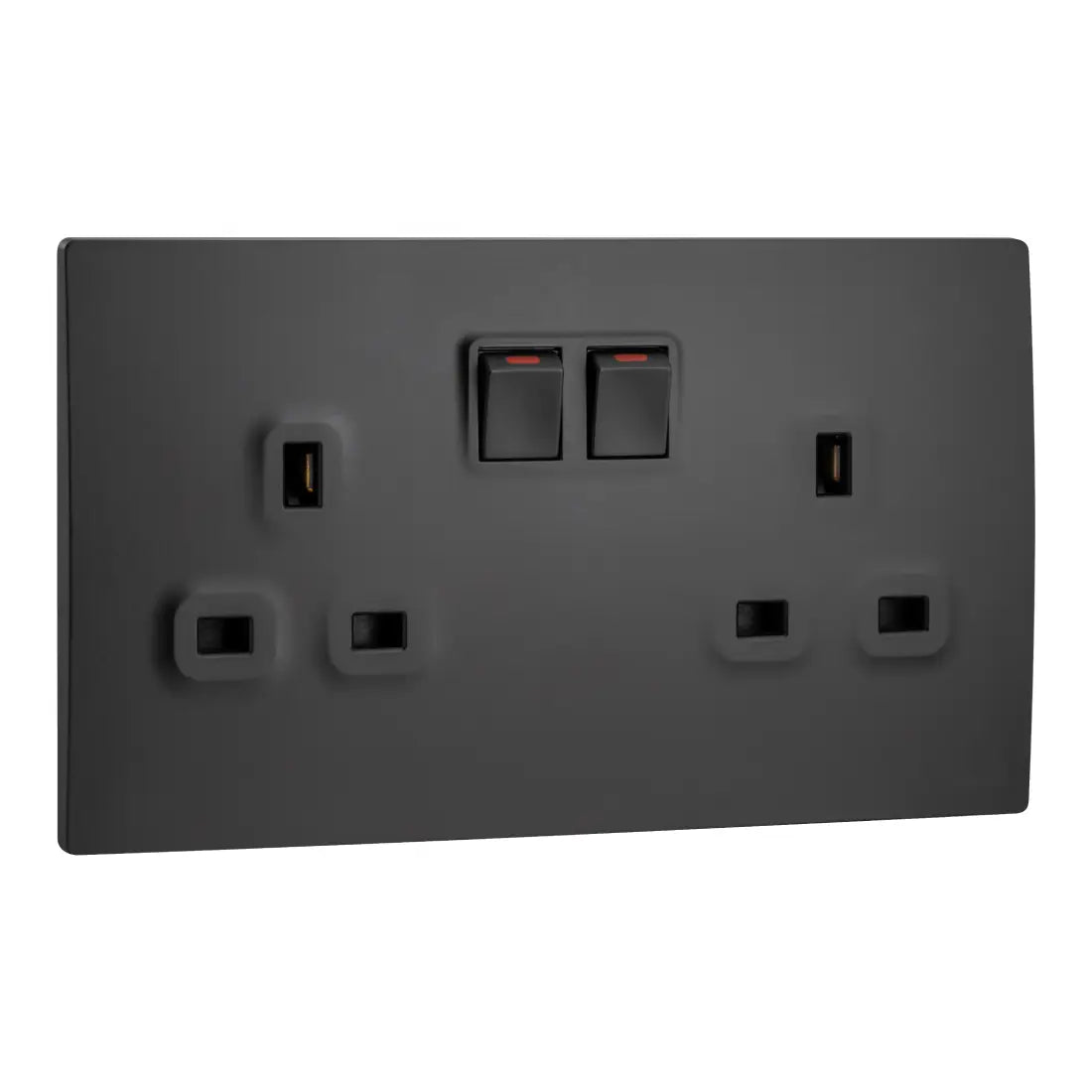 Legrand Mallia Senses 2 Gang BS 13A Switched Socket Outlet Single Pole with 2 Earth Connection 281113