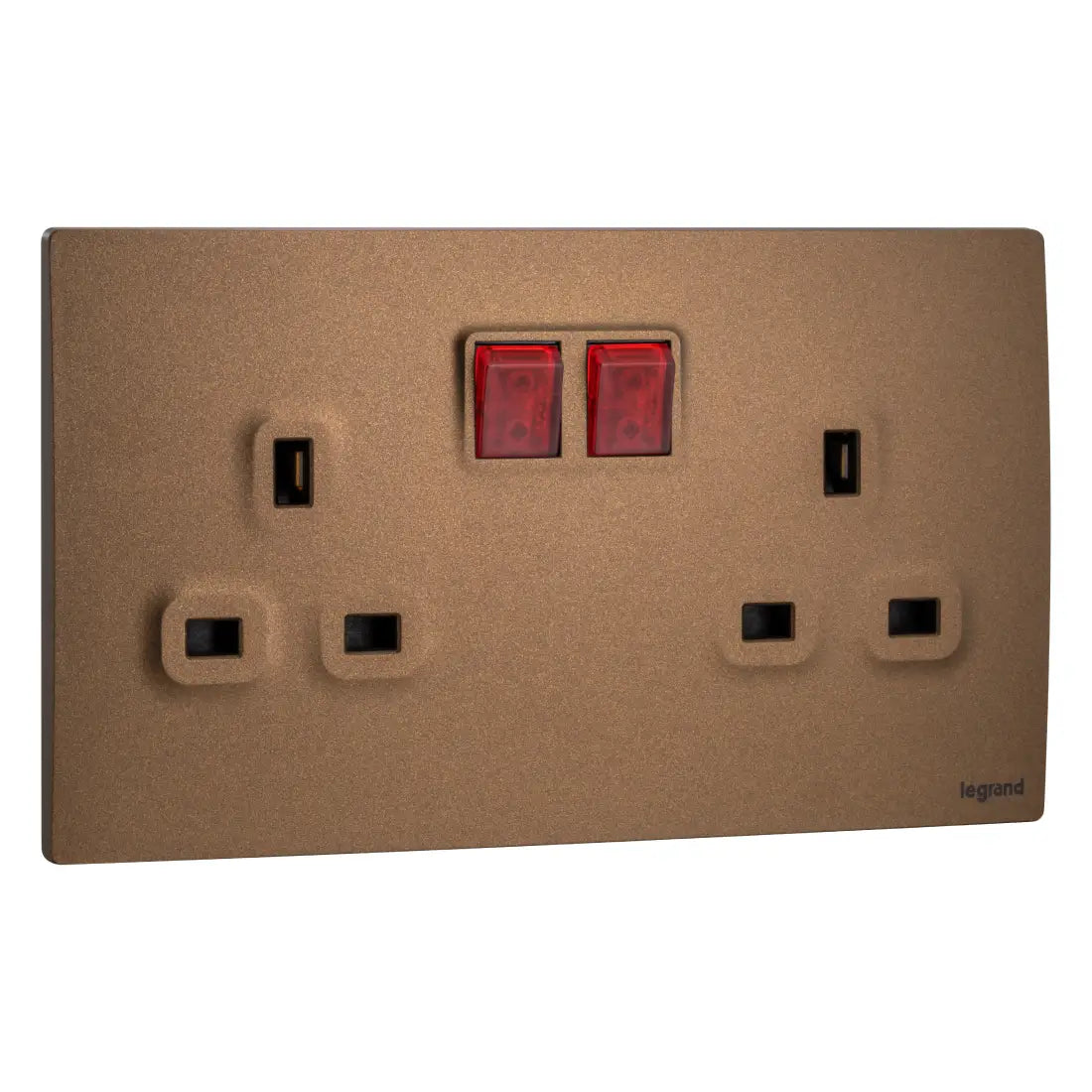 Legrand Mallia Senses 2 Gang BS Switched Socket Outlet Single Pole with LED 281115