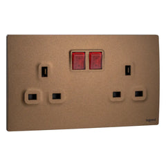 Legrand Mallia Senses 2 Gang BS Switched Socket Outlet Single Pole with LED 281115 - Slide 4