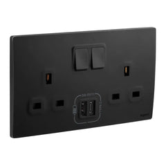 Legrand Mallia Senses 2 Gang British Standard Switched Socket Outlet Single Pole 13A with 3000mA A and C Types USB Chargers 281136 - Slide 2