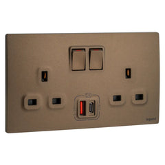 Legrand Mallia Senses 2 Gang Single Pole Switched Socket Outlets with Type A and B USB 27W Charger 281137 - Slide 4