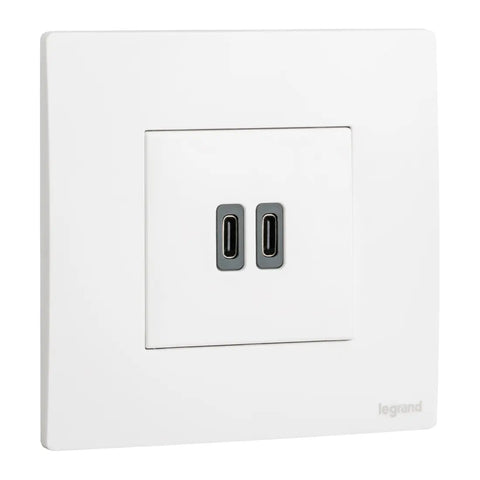 Legrand Mallia Senses 2 Modules 30W C and C Power Delivery USB Charger 281210