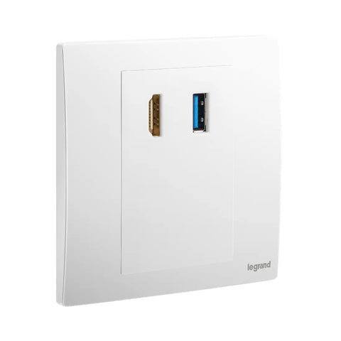 Legrand Mallia Senses HDMI Socket Outlet with USB A Data Socket Transfer 281021