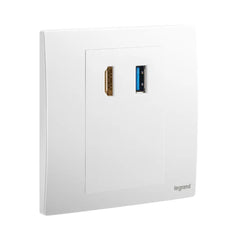 Legrand Mallia Senses HDMI Socket Outlet with USB A Data Socket Transfer 281021 - Slide 1