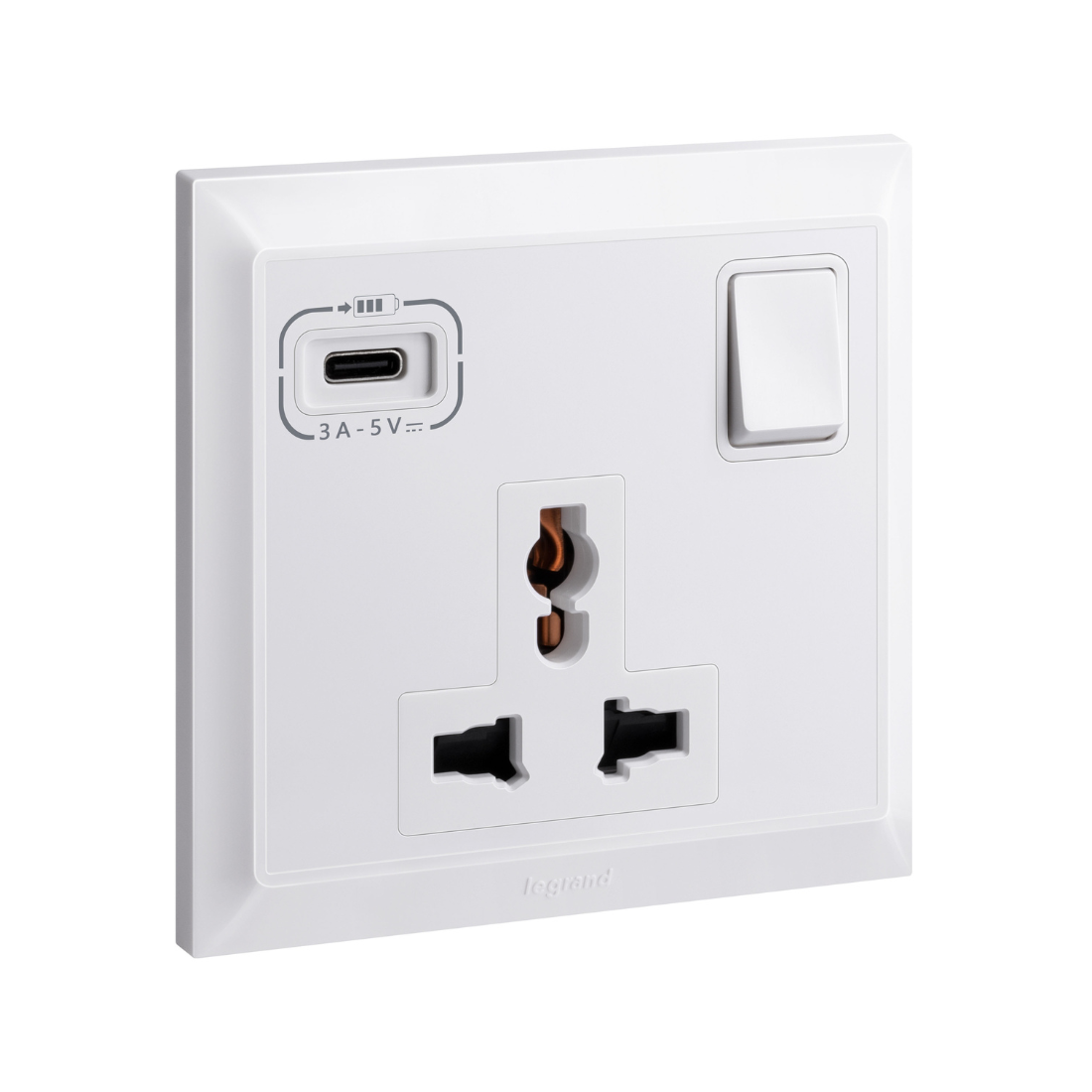 Legrand Belanko S 1 Gang Multistandard Switched Socket Outlet With USB Type-C