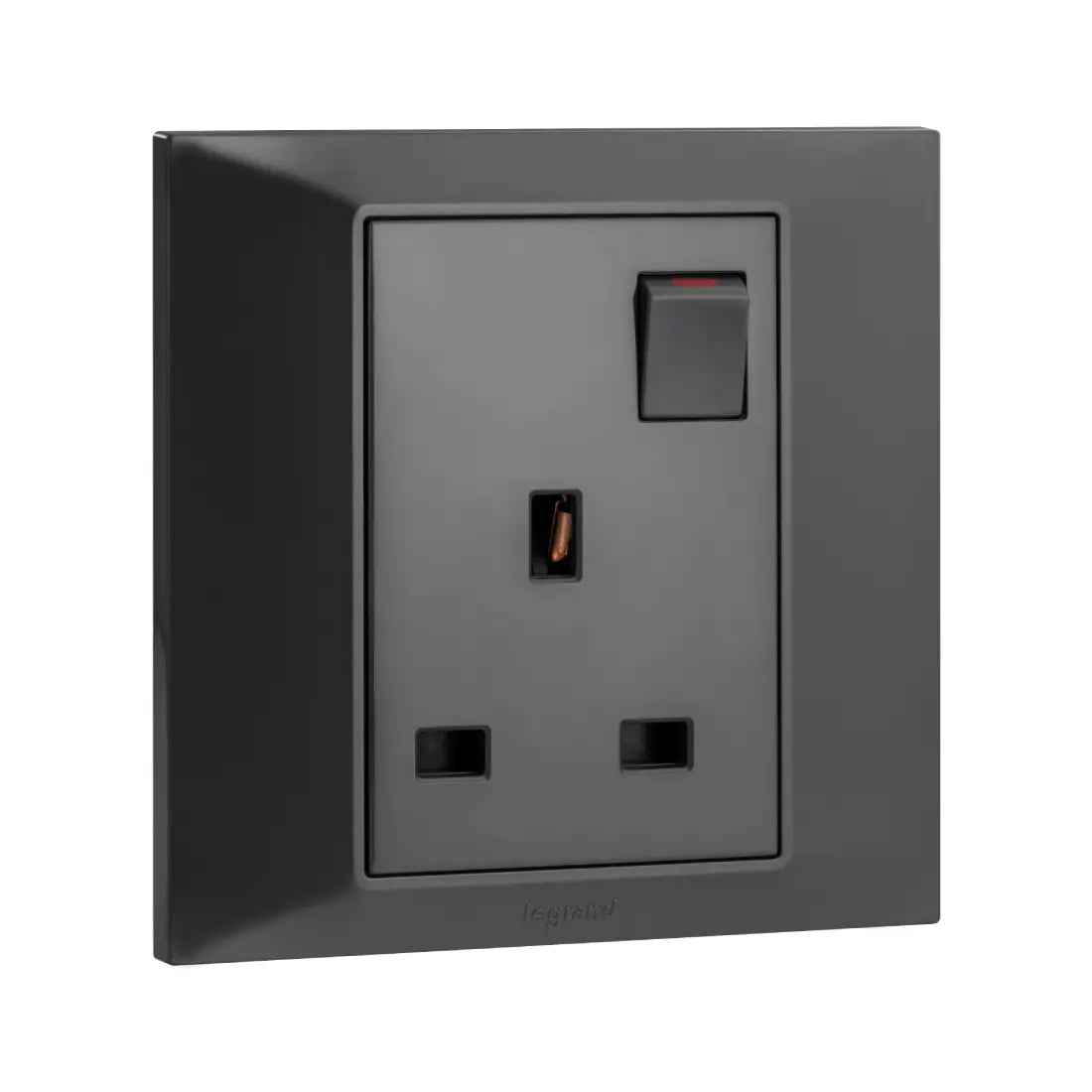 Legrand Belanko S 1 Gang Single Pole BS Switched Socket Outlet with Red Neon 13A