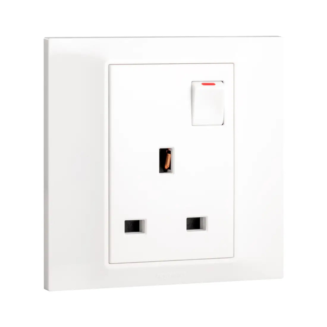Legrand Belanko S 1 Gang Single Pole BS Switched Socket Outlet with Red Neon 13A
