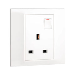 Legrand Belanko S 1 Gang Single Pole BS Switched Socket Outlet with Red Neon 13A - Slide 1