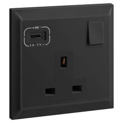 Legrand Belanko S 1 Gang Single Pole Switch Socket with USB C 18W Charger - Slide 1