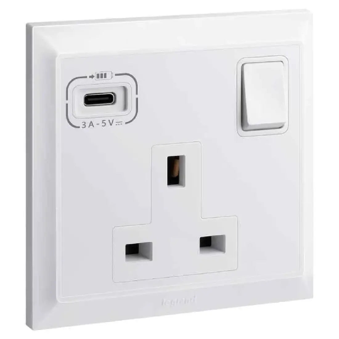 Legrand Belanko S 1 Gang Single Pole Switch Socket with USB C 18W Charger