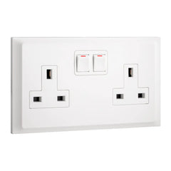 Legrand Belanko S 2 Gang Single Pole BS Switched Socket Outlet with Red Neon Inboard Rockers 13A - Slide 2