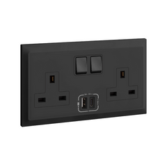 Legrand Belanko S 2 Gang Single Pole BS Switched Socket Outlet Inboard 13A + USB Type A+C - Slide 3