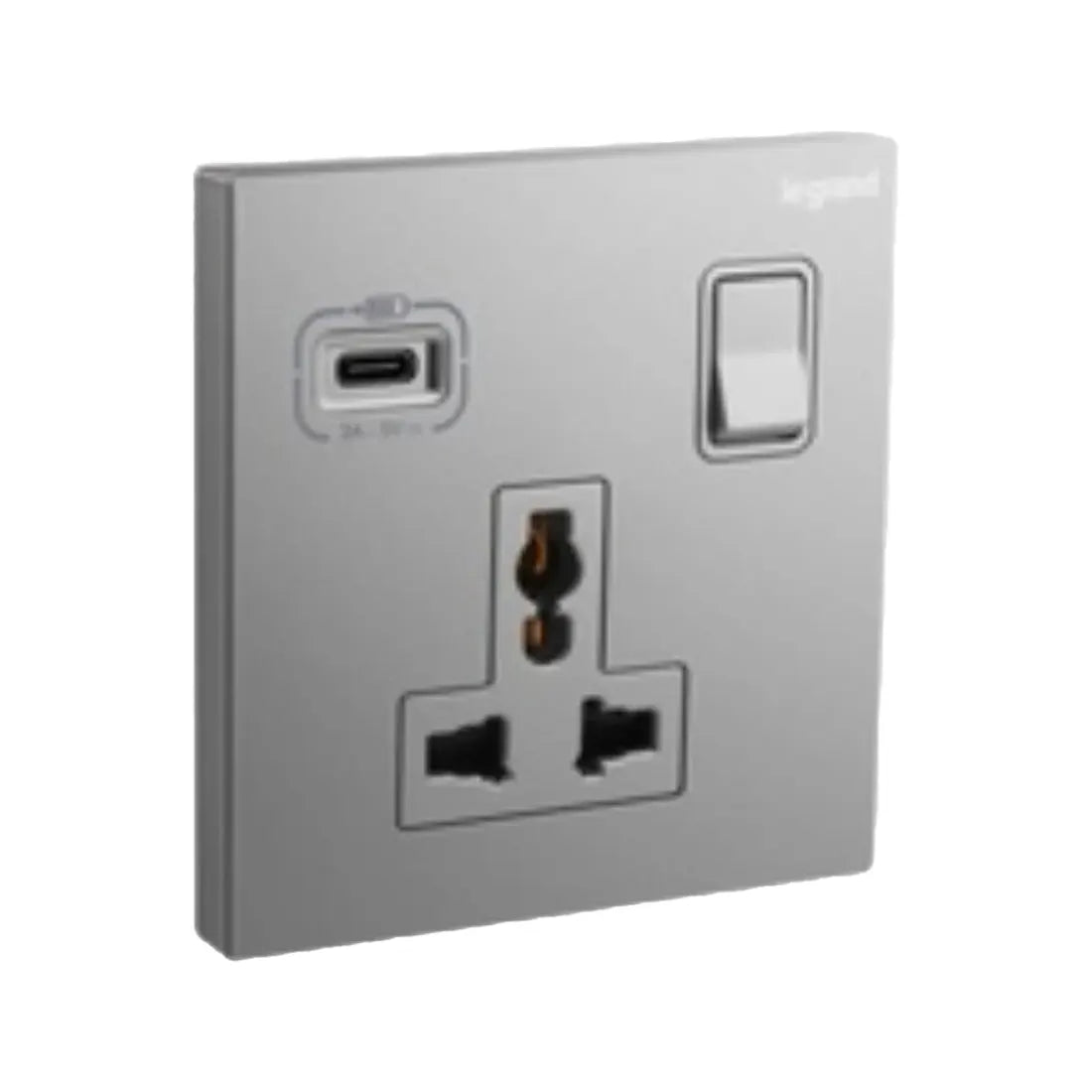 Legrand Galion 1 Gang Single Pole Switched Socket Outlet with USB C 18W Charger 282483A