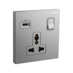 Legrand Galion 1 Gang Single Pole Switched Socket Outlet with USB C 18W Charger 282483A - Slide 5