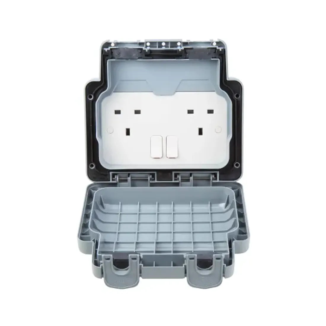 MK Masterseal Plus 13A 2 Gang Waterproof Switched Socket K56482GRY - Grey