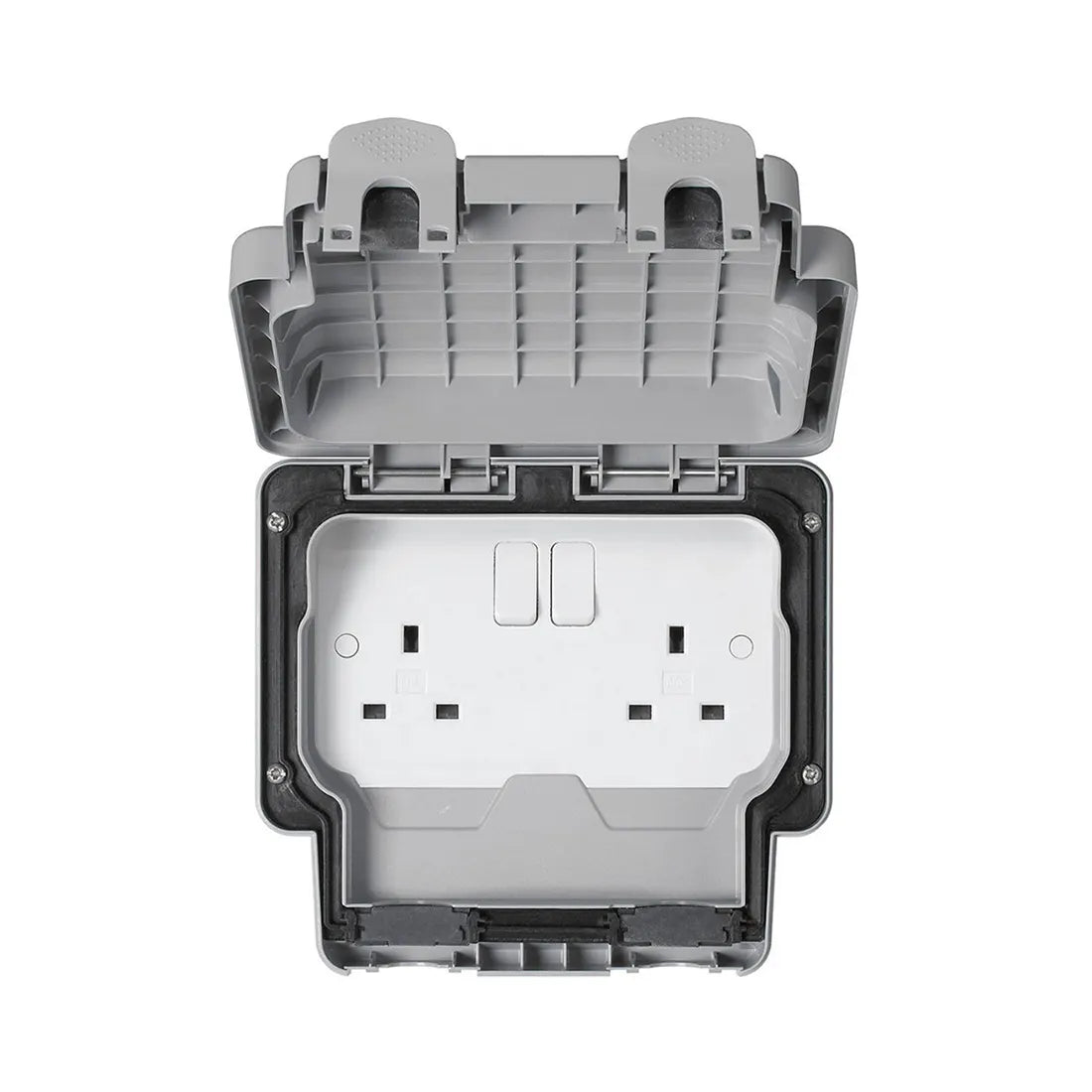 MK Masterseal Plus 13A 2 Gang Waterproof Switched Socket K56482GRY - Grey