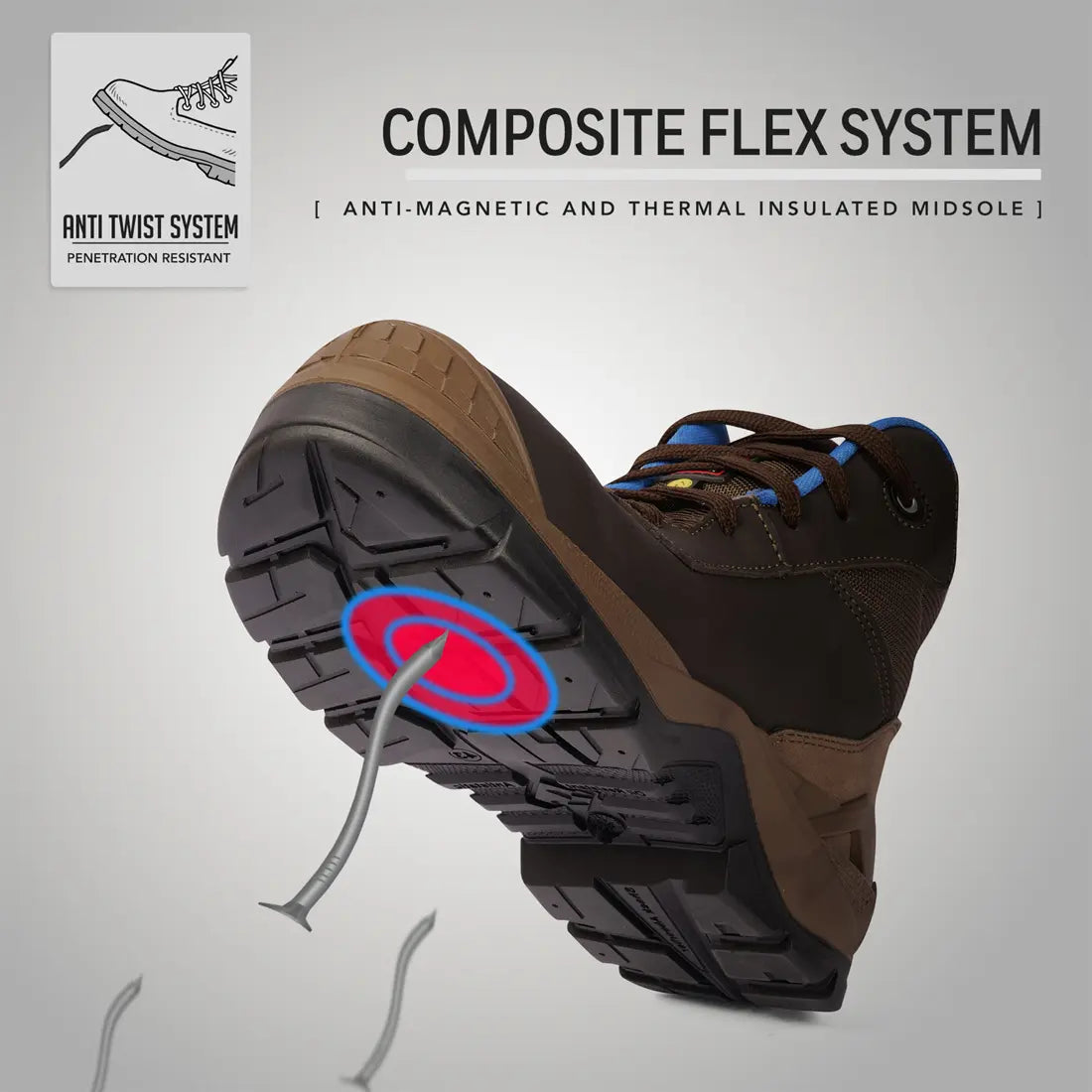 MTS By Honeywell ESK S3 SRC Ultima Flex High Ankle Safety Shoes, 70711 - Brown