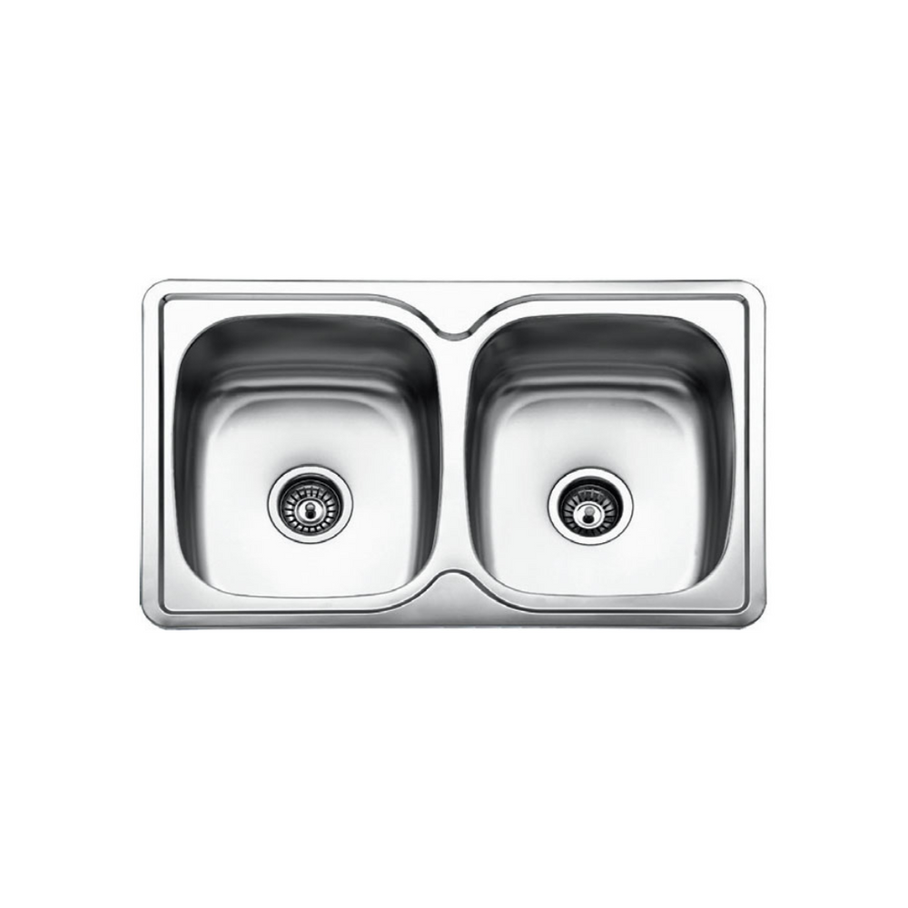 Milano Stainless Steel Double Bowl Kitchen Sink 820 X 500 X 180mm BL-812