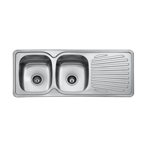Milano Stainless Steel Double Bowl Kitchen Sink 1140 X 480 X 180mm BL-839