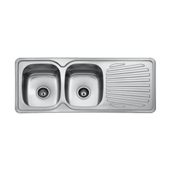 Milano Stainless Steel Double Bowl Kitchen Sink 1140 X 480 X 180mm BL-839 - Slide 1