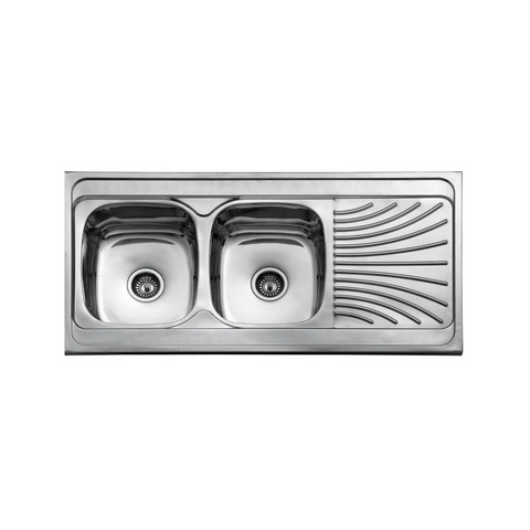 Milano Stainless Steel Double Bowl Kitchen Sink 1200 X 600 X 180mm BL-853