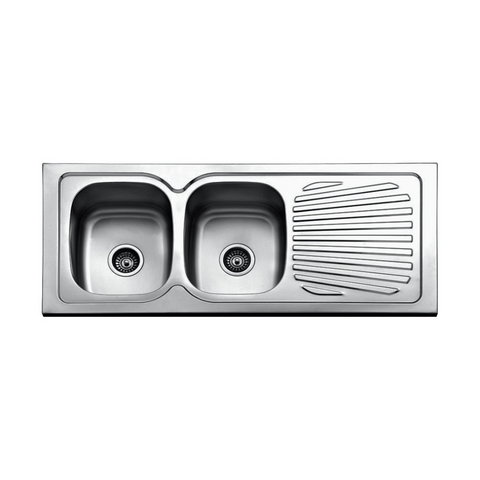 Milano Stainless Steel Double Bowl Kitchen Sink 1200 X 500 X 180mm BL-860