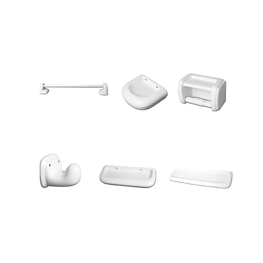Milano Ceramic 6 Piece Bathroom Accessories Set - White