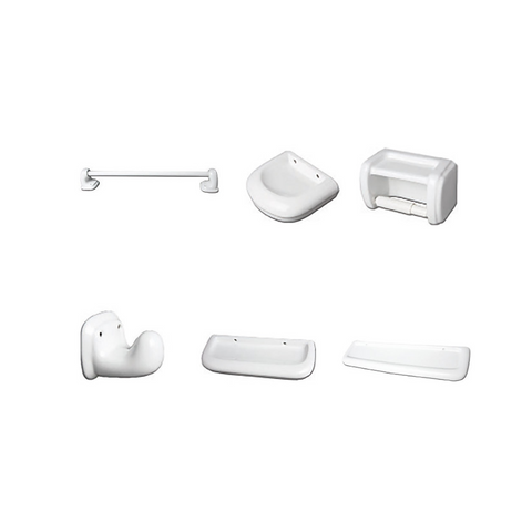 Milano Ceramic 6 Piece Bathroom Accessories Set - White