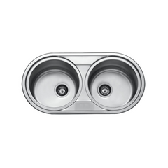 Milano Round Double Bowl Kitchen Sink 900 X 470 X 180mm JY-831 - Slide 1