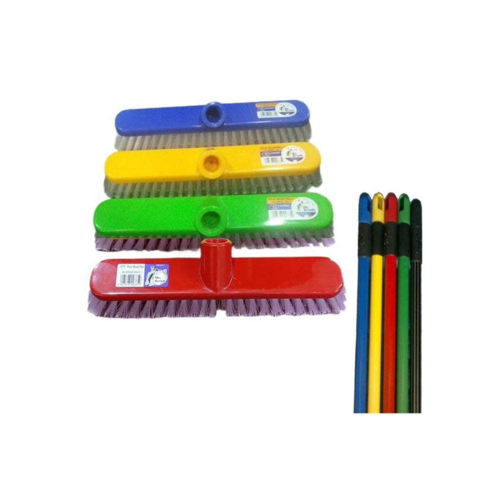 Mr. Brush MR665.12+MH Rex Floor Scrubbing Brush With Metal Handle Red, Yellow, Blue & Green