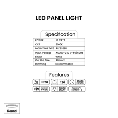 Pixelights 18W Round Panel LED 3000K - Warm White - Slide 4