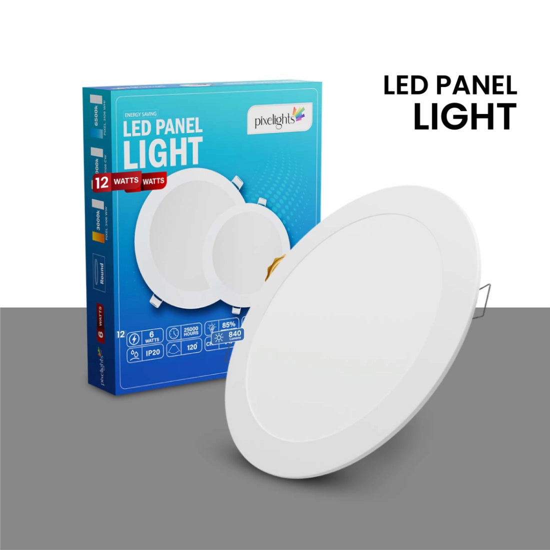 Pixelights 12W Round Panel LED 6500K - White