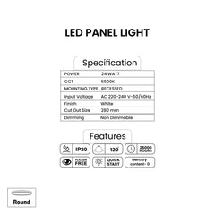 Pixelights 24W Round Panel LED 6500K - Daylight - Slide 3