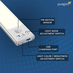 Pixelights 3 in 1 Cabinet Sensor Lights Re-Chargeable 30 cm 5930-3CCT - Slide 4