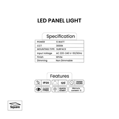 Pixelights 6W Square LED Surface Light 3000K - Warm White - Slide 3