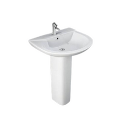 Rak Ceramics Liwa Wash Basin With Pedestal - White - Slide 1