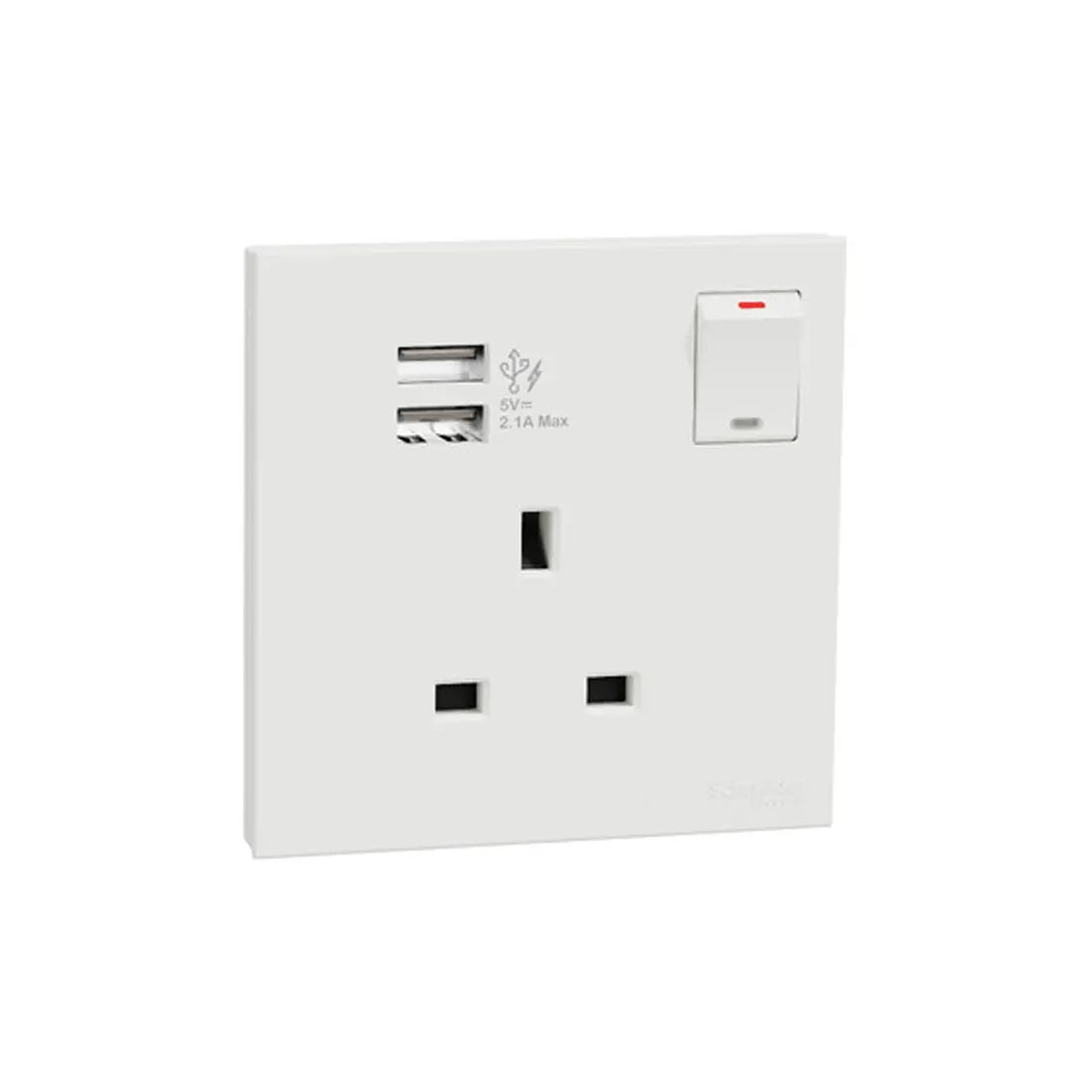 Schneider Electric AvatarOn C 13A Switched Socket with 2.1A Two Port USB E8715USB_WE - White