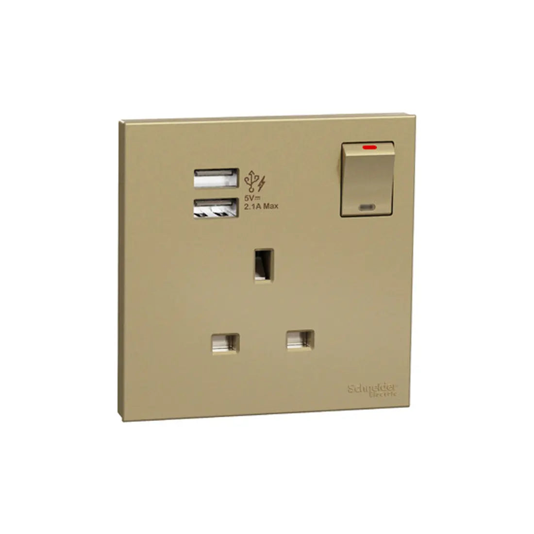 Schneider Electric AvatarOn C 13A Switched Socket with 2.1A Two Port USB E8715USB_WG - Wine Gold