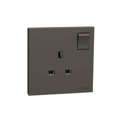 Schneider Electric AvatarOn C Switched Socket with LED 13A 250V 1 Gang E8715N_DG - Dark Grey - Slide 1