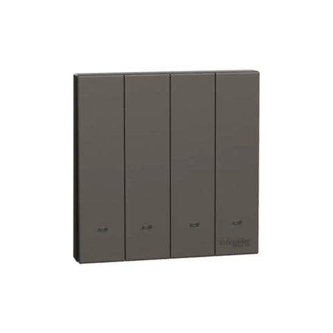 Schneider Electric AvatarOn C Switch with Fluorescent Locator 16AX 250V 4 Gang 1 Way E8734L1F_DG - Dark Grey