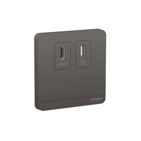 Schneider Electric AvatarOn HDMI And USB Data Socket E8332HDUSB_DG - Dark Grey