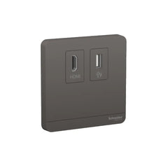 Schneider Electric AvatarOn HDMI And USB Data Socket E8332HDUSB_DG - Dark Grey - Slide 1