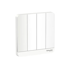 Schneider Electric AvatarOn Switch with LED 16AX 250V 1 Way 4 Gang E8334L1LED_WE - White - Slide 1