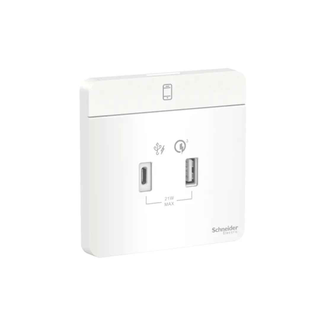 Schneider Electric AvatarOn USB Charger Type A and C 21W 3A E8332ACQUSB_WE - White
