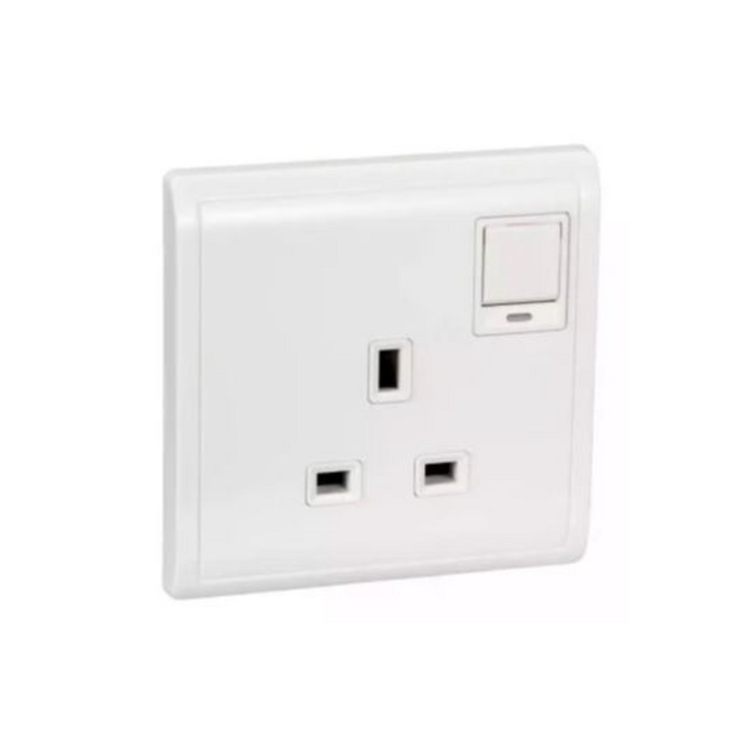 Schneider Electric E8215N 1 Gang Switched Socket With Neon, 13A, 250V - White