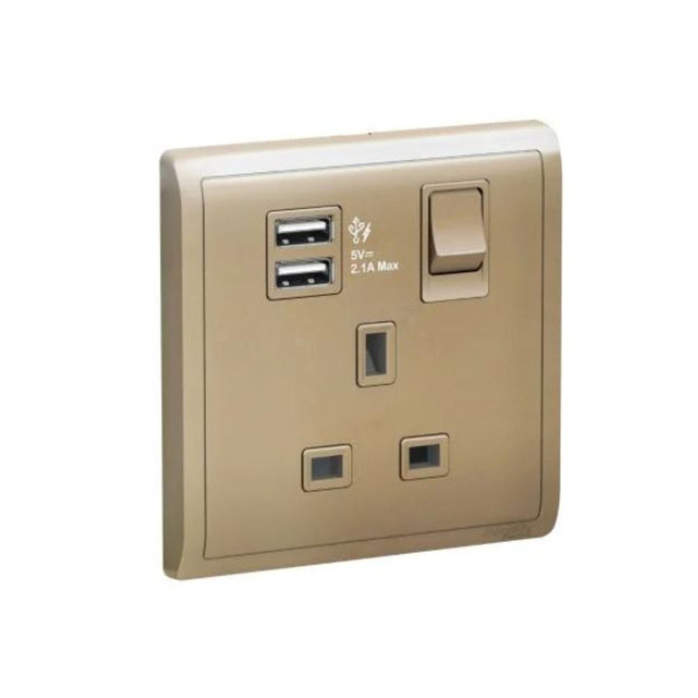 Schneider Electric Switched Socket with 2.1A USB 13A 1 Gang E8215USB_WG_G12 Wine Gold in Dubai, UAE